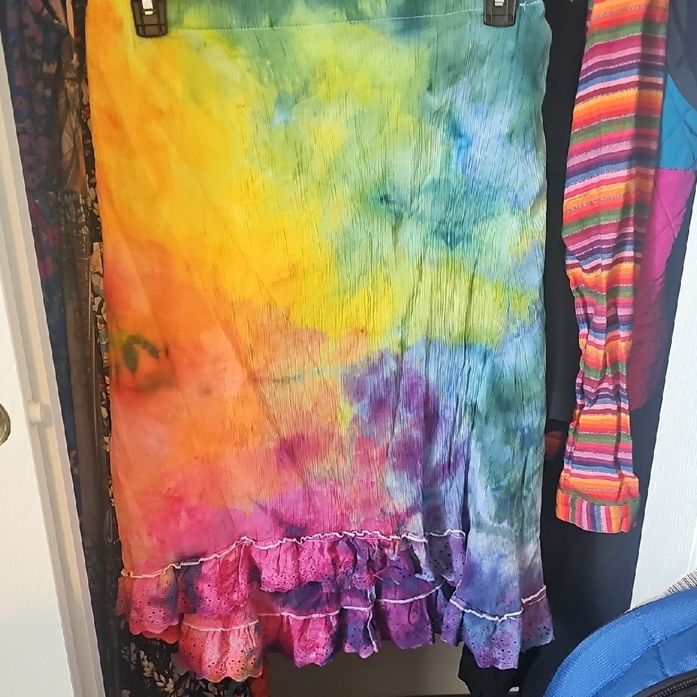 Disney Yellow Orange Ruffled Pencil Midi Skirt